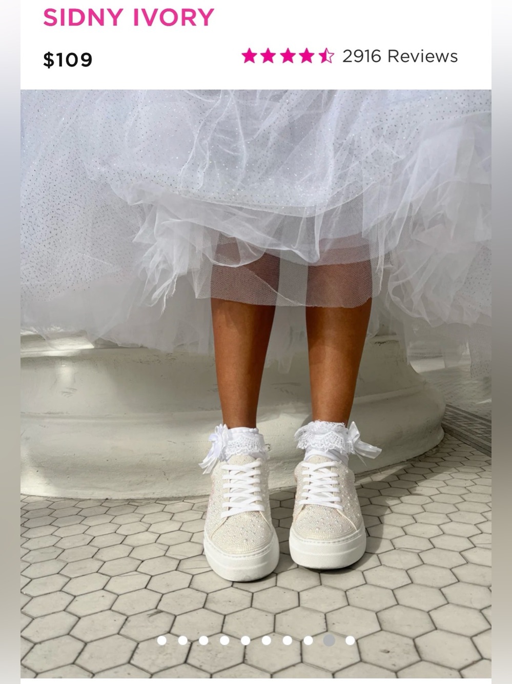 Betsey Johnson Ivory Pearl & Crystal Lace-Up Sneakers - Picture 5 of 5